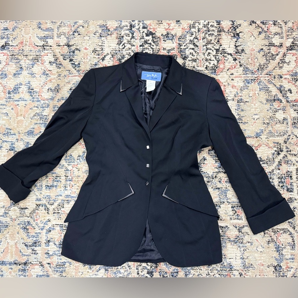 Thierry Mugler 2000’s collection Black Wool Silver Metal Hardware Jacket  Sz 44T